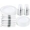 Elama 350 Piece Disposable Plastic Dinnerware Party Set for 50 Guests in White with Silver Trim 750123347M - alternate 1