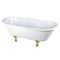 Kingston Brass 67" Cast Iron Oval Double Slipper Clawfoot Tub, 7" Faucet Drillings, White/Brushed Brass VCT7D6728NH7 - alternate 1