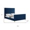 Homeroots Navy Blue Velvet Upholstered Queen Bed Frame 544770 - alternate 3