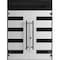 Vdomdoors Front Exterior Prehung Aluminum Double Doors Ronex0131 Grey Top Transom Mirrored Clear Glass Entry RONEX0131DEXD-GRE-W72xH96+12-LH-I - alternate 1