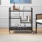 Homeroots Black Steel And Glass Rolling Bar Cart 530463 - alternate 3