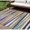 Homeroots 8' X 10' Blue Green And Copper Striped Washable Indoor Outdoor Area Rug 597370 - alternate 1