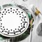 Smarty Had A Party White w/Black Dots Round Blossom Plastic Dinnerware Set (120 Dinner Plates+120 Salad Plates), 240PK 980-B-VP-CASE - alternate 4