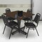 Regency Square Kobe Breakroom Table W/ 4 Restaurant Stack Chairs, 48 in W, 48 in L, Neo Walnut TKB4848NW29BK - alternate 3