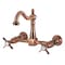 Kingston Brass Two-Handle Wall Mount Bridge Kitchen Faucet, Antique Copper KS126BEXAC - alternate 1