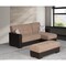 Homeroots 52" Tan and Brown Chenille And Faux Leather Storage Ottoman 608903 - alternate 2