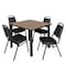 Regency Square Kee Breakroom Table W/ 4 Restaurant Stack Chairs, 42 in W, 42 in L, Noble Oak TB4242NOBPBK29BK - alternate 1
