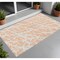 Homeroots 3' X 5' Peach and Ivory Abstract Washable Non Skid Indoor Outdoor Area Rug 559292 - alternate 1
