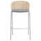 Leisuremod Ervilla Wicker Bar Stool with Fabric Seat and White Powder Coated Steel Frame, Grey EBW-31GR - alternate 6