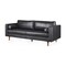 Homeroots 88" Black Leather Sofa And Toss Pillows With Brown Legs 607326 - alternate 2