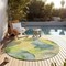 Homeroots 8' Round Yellow Round Abstract Washable Non Skid Indoor Outdoor Area Rug 559546 - alternate 3