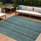 Homeroots 8' X 10' Teal Blue Aqua And Gray Striped Washable Indoor Outdoor Area Rug 616391 - alternate 1