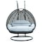 Leisuremod Charcoal Wicker Hanging 2 person Egg Swing Chair with Light Grey Cushions ESCCH-57LGR - alternate 1