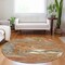 Homeroots 8' Brown Beige And Gray Round Abstract Washable Indoor Outdoor Area Rug 602667 - alternate 3