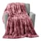 Lavish Home Oversized Ruched Faux Fur Blanket Plush Polyester Faux Fur Queen-Size Throw for Sofas & Beds HT-THROW1-PNK - alternate 3