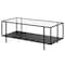 Homeroots 45" Clear And Black Glass And Steel Coffee Table With Shelf 520933 - alternate 4