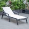 Leisuremod Marlin Patio Chaise Lounge Chair with Armrests in Black Aluminum Frame, White MLABL-77W - alternate 5