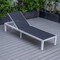Leisuremod Marlin Patio Chaise Lounge Chair with White Aluminum Frame, Black MLW-77BL - alternate 4