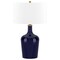 Homeroots 25" Blue Glass Urn Table Lamp With White Drum Shade 546130 - alternate 1
