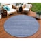 Homeroots 8' Denim Blue And Sky Blue Round Striped Washable Indoor Outdoor Area Rug 615346 - alternate 1