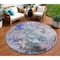 Homeroots 8' Beige Blue And Taupe Round Abstract Washable Indoor Outdoor Area Rug 577952 - alternate 1