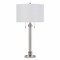 Homeroots 31" Silver Metallic Metal Two Light Cylinder Table Lamp With White Drum Shade 524769 - alternate 4