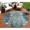 Homeroots 8' Teal Blue Gray And Charcoal Round Abstract Washable Indoor Outdoor Area Rug 582928 - alternate 1