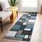World Rug Gallery Contemporary Modern Boxes Design Soft Runner Rug 2 ft 7 in x 8 ft Gray 106BLUE27X8 - alternate 1