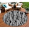 Homeroots 8' Gray And Black Round Striped Washable Indoor Outdoor Area Rug 603223 - alternate 1