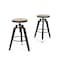 Homeroots Set of Two Natural and Black Iron and Wood Backless Adjustable Height Swivel Bar Chairs, 2PK 629126 - alternate 1