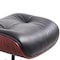 Homeroots 35" Black and Dark Brown Genuine Leather Tufted Swivel Lounge Chair With Ottoman 526372 - alternate 2