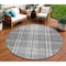 Homeroots 8' Gray Black And Ivory Round Plaid Washable Indoor Outdoor Area Rug 596341 - alternate 1