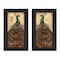 Homeroots Set Of Two Peacock 2 Black Framed Print Wall Art, 2PK 405687 - alternate 1