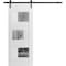 Vdomdoors Modern Barn Door Opaque Glass Sete 6999 White Silk with Mirror 6.6FT Rail Track Heavy Hardware Set SETE6999BD-B-WS-3296 - alternate 1