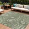 Homeroots 9' X 12' Artichoke Green And Ivory Geometric Washable Indoor Outdoor Area Rug 631363 - alternate 1