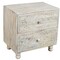 Homeroots 24" Natural And White Solid Wood Distressed Carved Scrollwork Two Drawer Nightstand 555405 - alternate 3