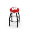 Holland Bar Stool Co 36" Blk Wrinkle Wisconsin "W" Swivel Bar Stool, Chrome Ring L8B2C36Wisc-W - alternate 1