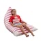Homeroots 35" Pink and White Microfiber Specialty Striped Pouf Cover 546273 - alternate 3