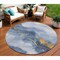 Homeroots 8' Blue And Gold Round Abstract Washable Indoor Outdoor Area Rug 611334 - alternate 1