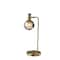 Homeroots 18" Antiqued Brass Metal Cylinder Desk Table Lamp With Gray Globe Shade With Starling LED Bulb 524633 - alternate 1