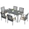 Leisuremod Chelsea 7-Pc Aluminum Extendable Dining Set, Weatherproof Cushions, Powder-Coated, 7PK CC20BL-BG6-MDT78BL - alternate 1