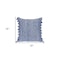 Homeroots 18" Blue and White Weave Cotton Throw Pillow With Pom Poms 529303 - alternate 4