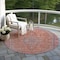 Homeroots 8' Orange And Red Round Medallion Washable Indoor Outdoor Area Rug 616282 - alternate 2