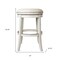 Homeroots 30" Bone and Antiqued White Fabric and Solid Wood Backless Bar Height Swivel Bar Chair 632390 - alternate 2