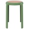 Leisuremod Tresse Stackable Plastic Round Dining Stool with Wicker Seat, Green TSR13G - alternate 4