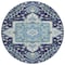 Homeroots 8' Navy Blue Ivory And Black Round Oriental Washable Indoor Outdoor Area Rug 600170 - alternate 5