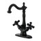 Kingston Brass Double-Handle 4" Centerset Bathroom Faucet with Brass Pop-Up, Matte Black KS1430PKX - alternate 1