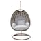 Leisuremod Beige Wicker Hanging Egg Swing Chair with Light Grey Cushions ESCBG-40LGR - alternate 6