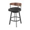 Homeroots 30" Black and Brown Faux Leather and Iron Low Back Bar Height Swivel Bar Chair 569161 - alternate 6