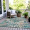 Homeroots 3' X 5' Teal Blue Ivory And Light Brown Damask Washable Indoor Outdoor Area Rug 596393 - alternate 6